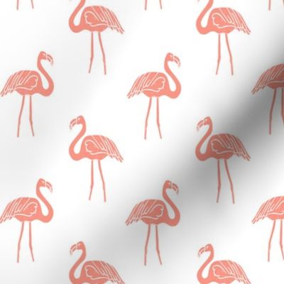 flamingo fabric // simple tropical summer preppy flamingo design by andrea lauren - coral on white