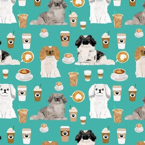 Pekingese dog breed  coffee turquoise