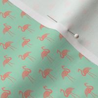 flamingo fabric // simple tropical summer preppy flamingo design by andrea lauren - coral on mint
