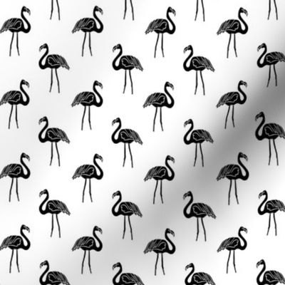 flamingo fabric // simple tropical summer preppy flamingo design by andrea lauren - black and white