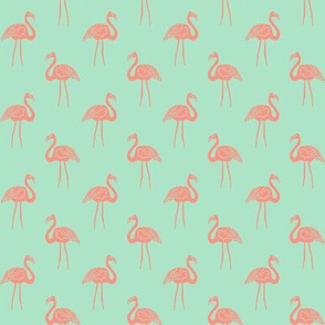 flamingo fabric // simple tropical summer preppy flamingo design by andrea lauren - coral on mint