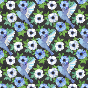 Blue Bird and Anemone Collage small version