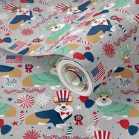 corgi july 4th fabric corgis usa independence day fabric - grey