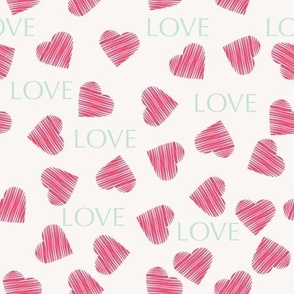 White and pink pattern with hearts stuffed on it Valentines day 