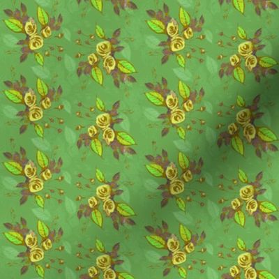 Roses in yellow with green background