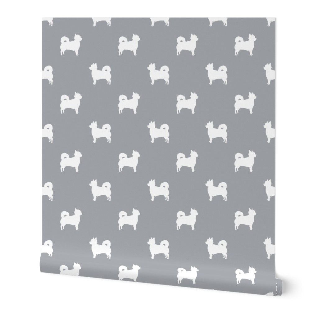 Chihuahua longhaired silhouette dog breed pattern grey