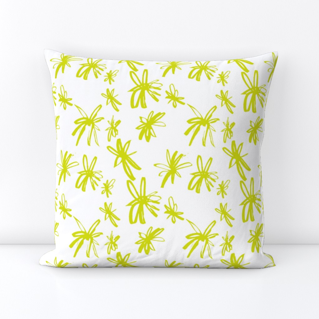 Sketchy Ditsy Floral // Chartreuse 