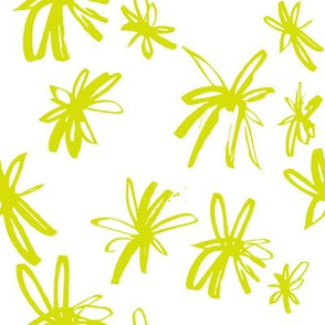 Sketchy Ditsy Floral // Chartreuse 