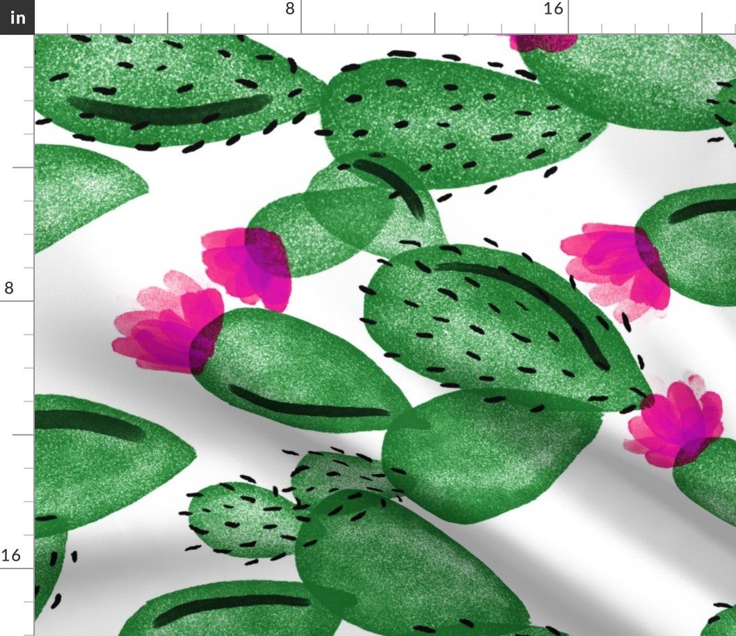 emerald paddle cactus + rose // oversized // rotated