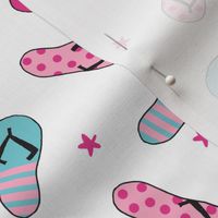 flip flop fabric // sandals summer beach sand fabric cute andrea lauren design - pink and turquoise