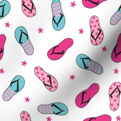 flip flop fabric // sandals summer beach sand fabric cute andrea lauren design - pink and turquoise