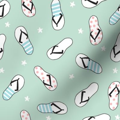 flip flop fabric // sandals summer beach sand fabric cute andrea lauren design - mint