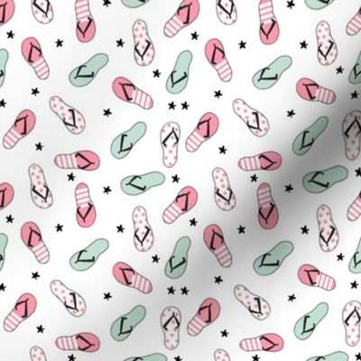 flip flop fabric // sandals summer beach sand fabric cute andrea lauren design - pink and mint