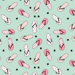 flip flop fabric // sandals summer beach sand fabric cute andrea lauren design - pink and mint