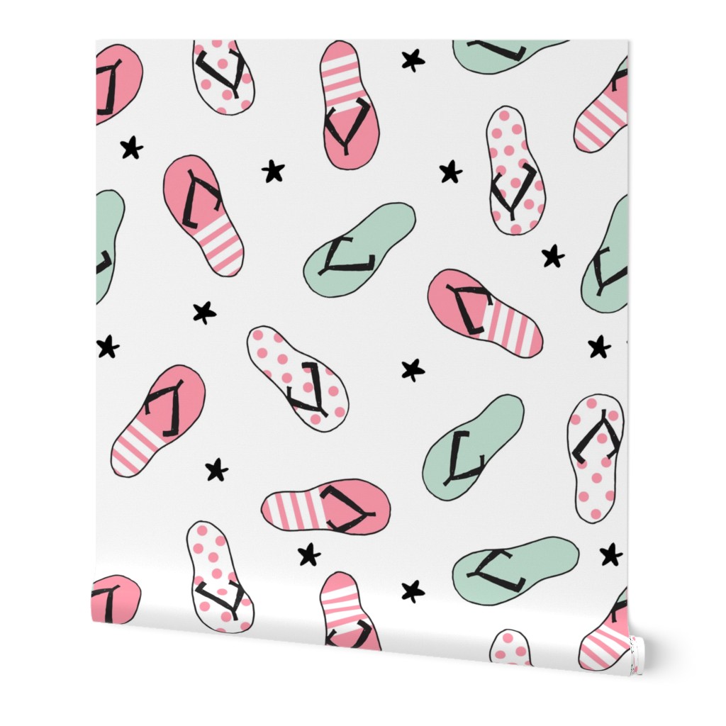 flip flop fabric // sandals summer beach sand fabric cute andrea lauren design - pink and mint