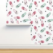 flip flop fabric // sandals summer beach sand fabric cute andrea lauren design - pink and mint