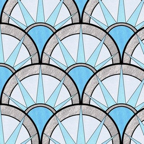 Pastel Blue Ombre Fancy Art Deco Fan