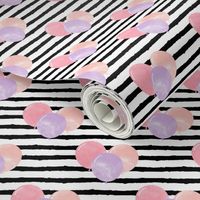 balloons on stripes - pink and purple