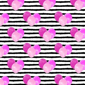 balloons on stripes - bold pinks