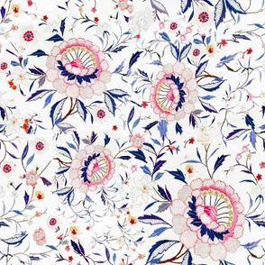 Embroidered floral print blue pink flowers asian garden girls leggings dress flower dress
