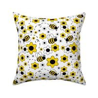 Honey Bumble Bee Spring Yellow White Floral