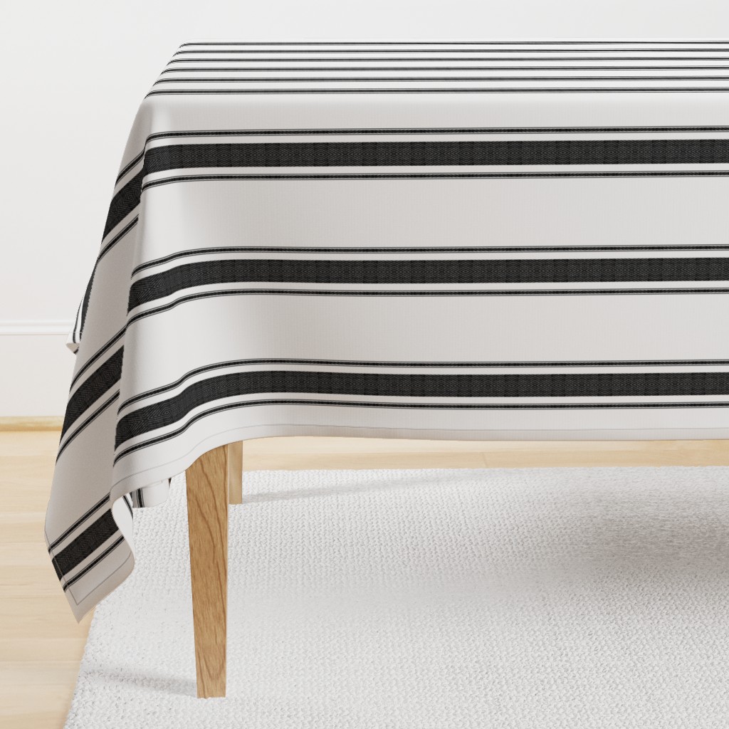 Modern Ticking Stripe-Black-charcoal on white- Extra large mattress ticking  