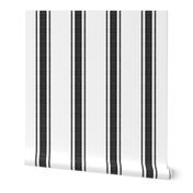 Modern Ticking Stripe-Black-charcoal on white- Extra large mattress ticking  