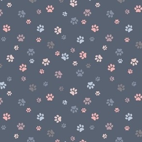 Paw Prints - Muted Grays and Pinks
