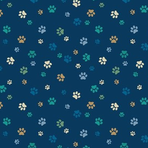 Paw Prints - Blue, Green, Gold