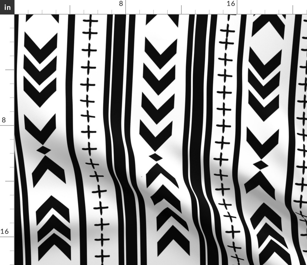 Black and White Wholecloth Aztec