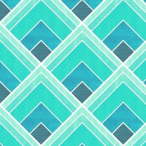 Teal Ombre Square Art Deco Pattern