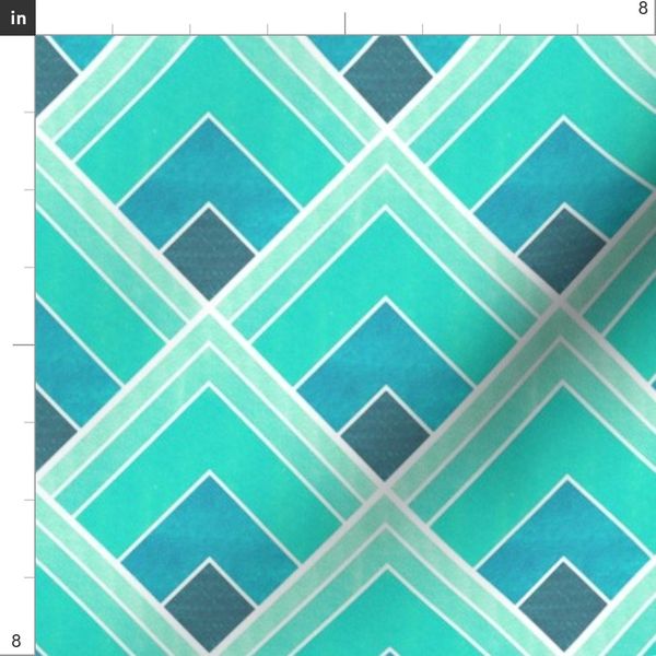 Teal Ombre Square Art Deco Pattern