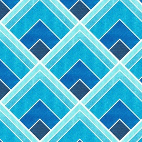 Blue Ombre Square Art Deco Pattern