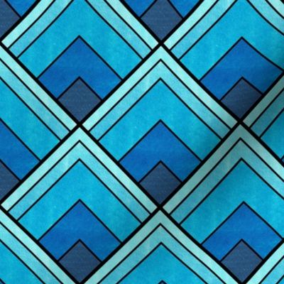 Flowing Blue Ombré Art Deco Pattern