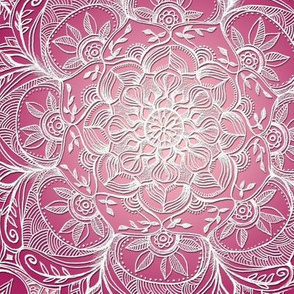 Pink, Plum and White Hand Drawn Mandalas large