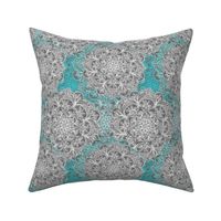 Turquoise, White and Grey Hand Drawn Mandalas small 