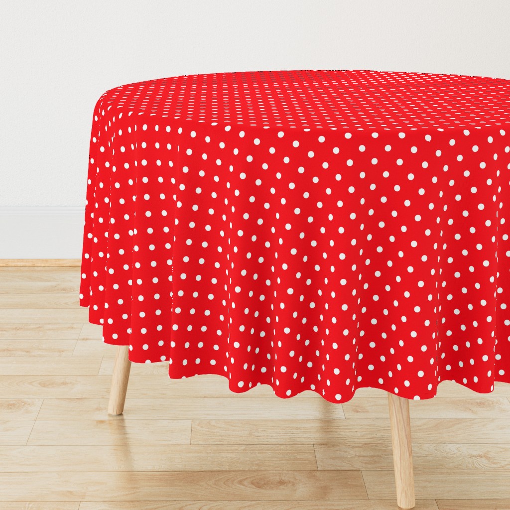 Carmine Red and White Polka Dots