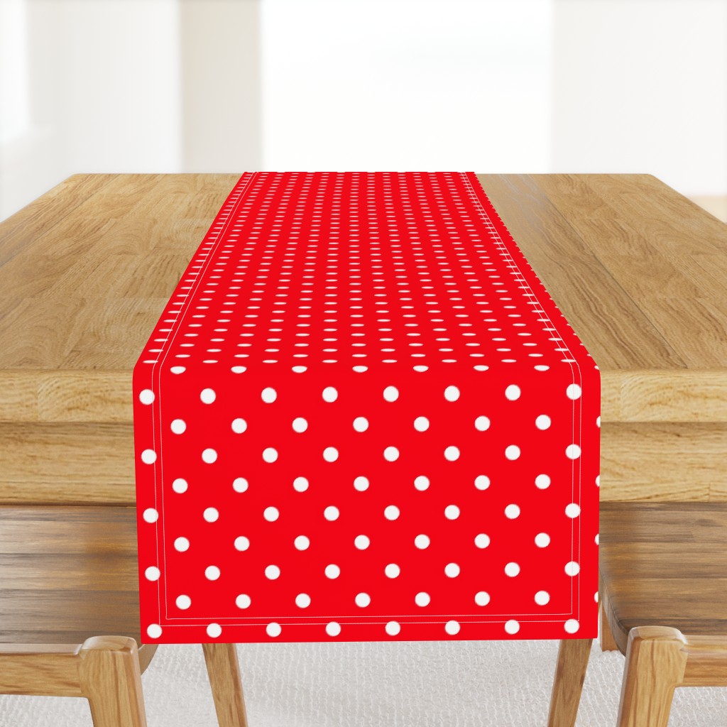 Carmine Red and White Polka Dots