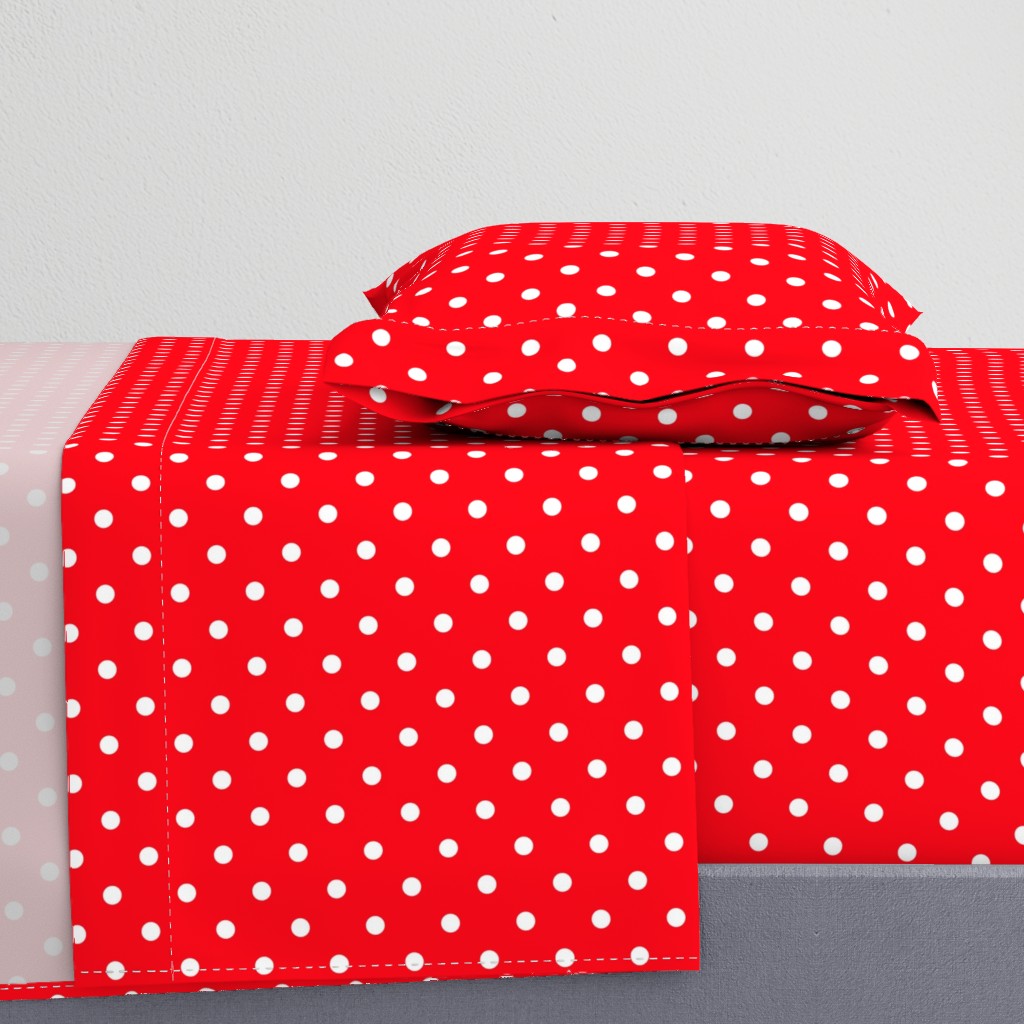 Carmine Red and White Polka Dots