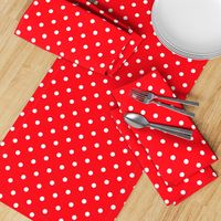 Carmine Red and White Polka Dots