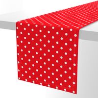 Carmine Red and White Polka Dots