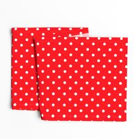 Carmine Red and White Polka Dots