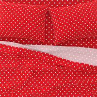 Carmine Red and White Polka Dots