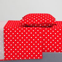 Carmine Red and White Polka Dots