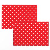 Carmine Red and White Polka Dots