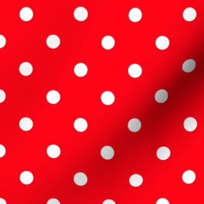 Carmine Red and White Polka Dots