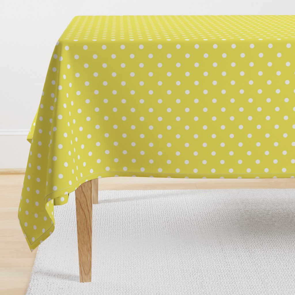 Citron and White Polka Dots