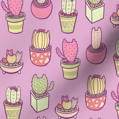 Cactus Cats in Purple