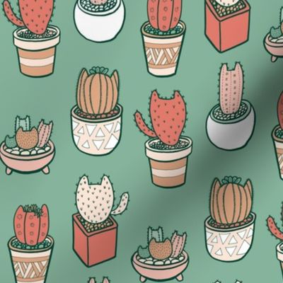 Cactus Cats in Cactus Green