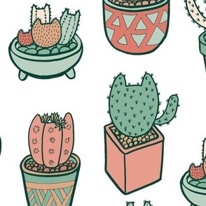 Cactus Cats in Ceramic White